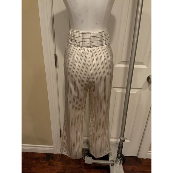 Maggie Marilyn Off white Silk Somewhere Striped Drawstring Pants $577 Size 6 - Picture 6 of 8